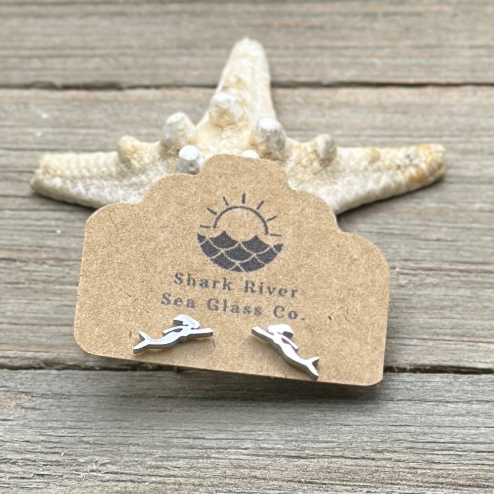 Dainty Mermaid Ear Studs| Stainless Steel| Perfect Gift For An Ocean Lover - Picture 2 of 2